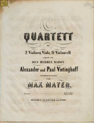Quartett für 2 Violinen, Viola & Violoncell