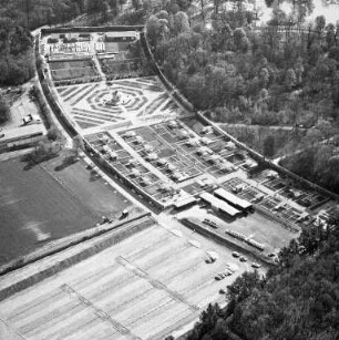 Muster-Kleingartenanlage im nordöstlichen Schloßgarten-Bereich, angelegt anlässlich der Bundesgartenschau 1967.