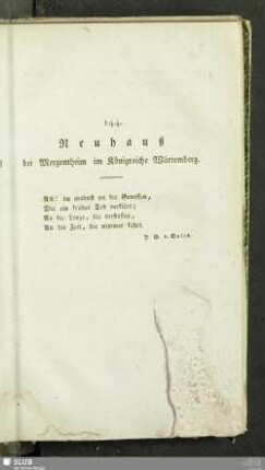 144. Neuhauß bei Mergentheim im Königreiche Würtemberg