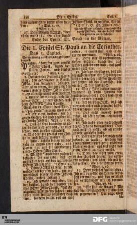 Die 1. Epistel St. Pauli an die Corinther.