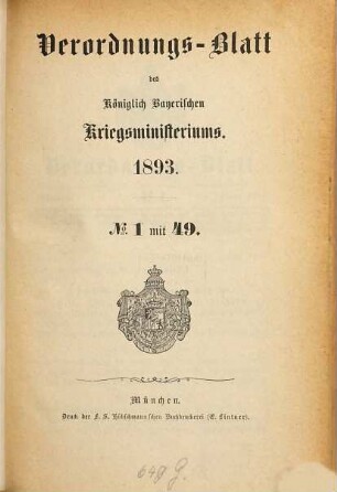 Verordnungs-Blatt. 1893