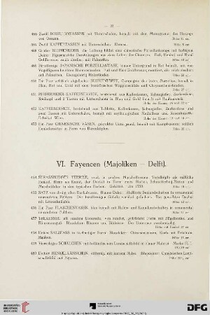 VI. Fayencen (Majoliken-Delft) (Nr. 474-545)