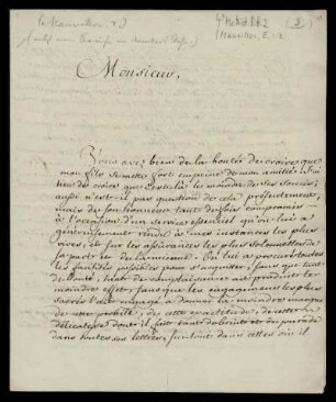Brief von Eleazar de Mauvillon an Rudolf Erich Raspe