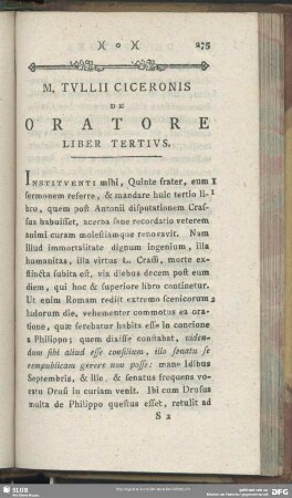 De Oratore Liber Tertius
