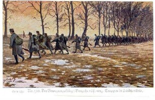 Serie Nr. 43/5 Nr. 135: Der Bewegungskrieg: Vorgehen öst.- ung. Truppen in Schützenlinie