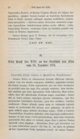 10-13 Brief Papst Leo's XIII. an den Erzbischof von Köln vom 24. Dezember 1878