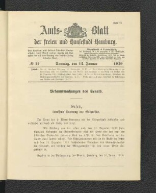 No.11, Sonntag, den 12. Januar 1919