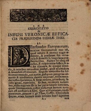 Exercitatio med. de infusi veronicae efficacia praeferenda herbae Thee