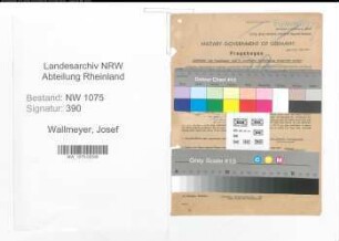 Entnazifizierung Josef Wallmeyer , geb. 08.08.1898 (Verwaltungsangestellter)