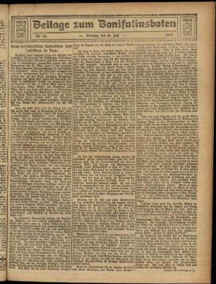 Zweite Ausgabe vom Sonntag, den 19. Juli 1925.