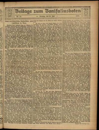 Zweite Ausgabe vom Sonntag, den 19. Juli 1925.