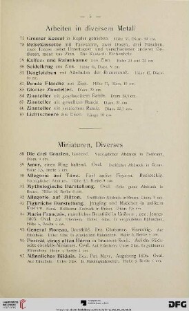 Arbeiten in diversem Metall (Nr. 77-87)