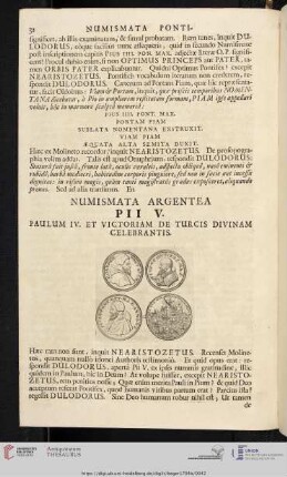 Numismata Argentea Pii V. [...]