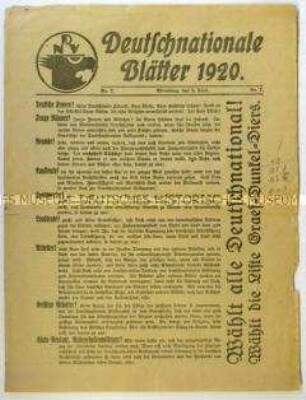 Aufruf der Deutschnationalen Volkspartei zur Reichstagswahl 1920
