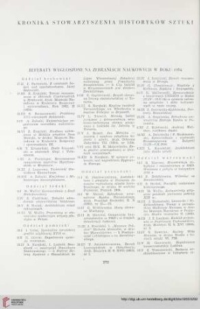Referaty wygłoszone na zebraniach naukowych w roku 1954