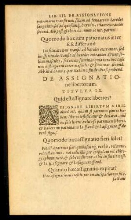 De Assignatione libertorum. Titulus IX.