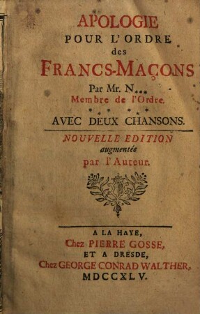 Apologie pour l'ordre des franc-maçons