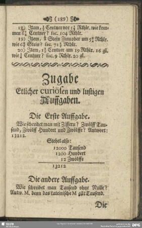 Zugabe Etlicher curiösen und lustigen Auffgaben