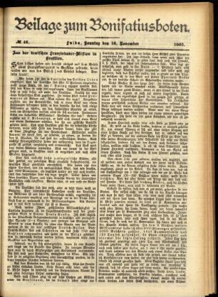Zweite Ausgabe vom Sonntag, den 16. November 1902.