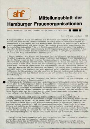 Mitteilungsblatt der Hamburger Frauenorganisation