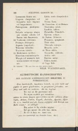 Altdeutsche Handschriften Der Gräflich Schönbornschen Bibliothek Zu Pommersfelde.