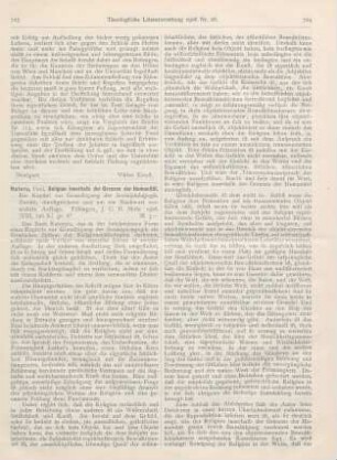 723-727 [Rezension] Natorp, Paul, Religion innerhalb der Grenzen der Humanität. Ein Kapitel zur Grundlegung der Sozialpädagogik. 2., durchges. u. um e. Nachwort verm. Aufl