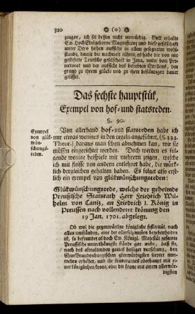 Das sechste hauptstük, Exempel von hof- und statsreden.
