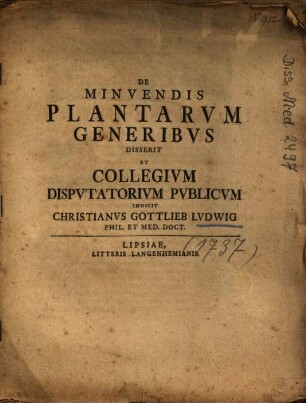 De Minvendis Plantarvm Generibvs