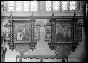 Schwäbisch Hall Evangelische Kirche Sankt Michael Epitaph unbekannt und links Epitaph Jakob Reitz (gestorben 1710) und seiner Ehefrau Katharina (gestorben 1702)