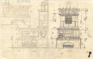 Thiersch, August ; Bauaufnahmen (deutsche Bauernhäuser u.a.) - Innenraum (Details)