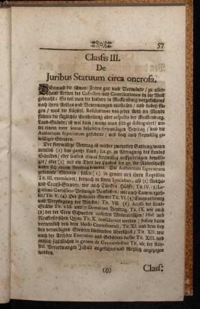 Classis III. De Juribus Statuum circa onerosa.
