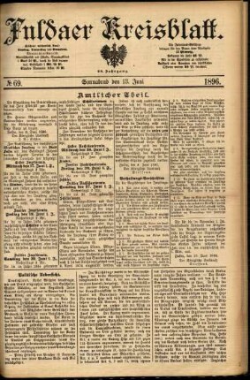 Erste Ausgabe vom Samstag, den 13. Juni 1896.