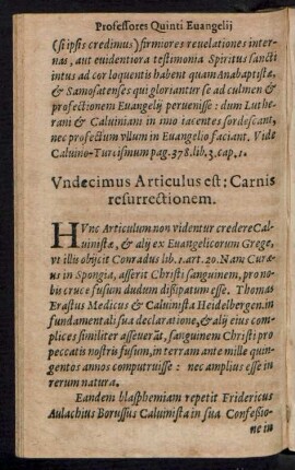 Undecimus Articulus est ...