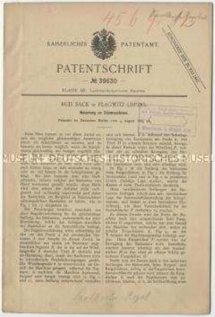 Patentschrift einer Neuerung an Sämaschinen, Patent-Nr. 39630