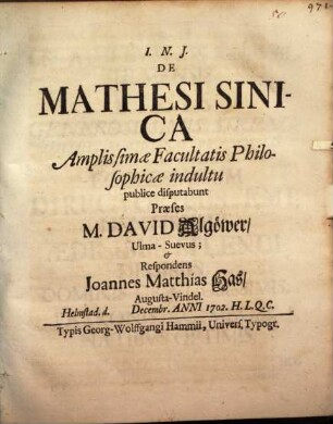 De Mathesi Sinica