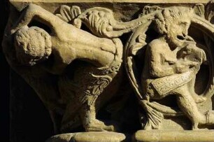Deutschland. Rheinland Pfalz. Maria Laach. Abteikirche aussen. Ornamente am Portal