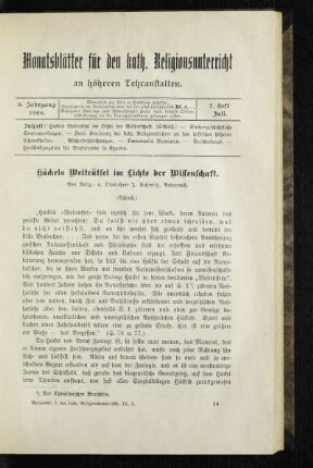 Häckels Welträtsel im Lichte der Wissenschaft : (Schluß)