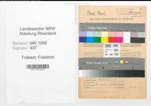 Entnazifizierung Friedrich Trabant , geb. 02.02.1890 (Verwaltungsangestellter)