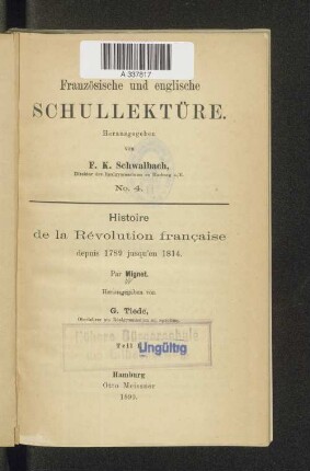 Teil 1: Histoire de la Révolution franaise depuis 1789 jusqu'en 1814