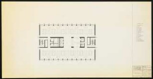 Hochschulbibliothek, Karlsruhe Neubau: 3. OG, Präsenzmagazin und Möblierung, Grundriss, 1:100