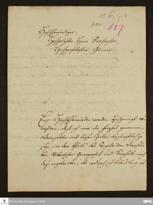 Brief von David Heinrich Rotermund an August Hermann Francke.