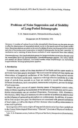 Problems of noise suppression and of stability of long-period seismographs