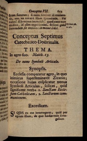 653-663, Conceptus Septimus Catechetico-Doctrinalis. - Quaestiones Catechisticae.