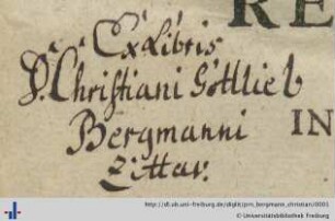 [Provenienz]: Bergmann, Christian Gottlieb