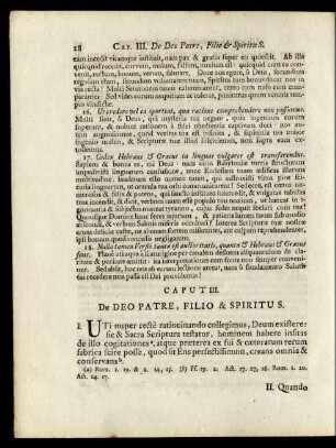 Caput III. De Deo Patre, Filio & Spiritu S.