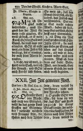 XXII. Zur Zeit gemeiner Noth.