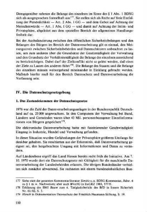 1. Das Zustandekommen der Datenschutzgesetze