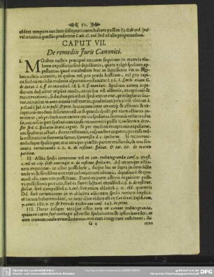 Caput VII. De remediis Iuris Canonici