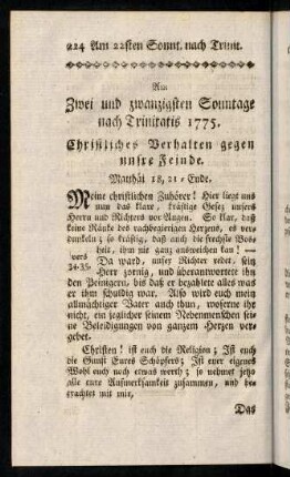 224-238, Am Zwei und zwanzigsten Sonntage nach Trinitatis ...