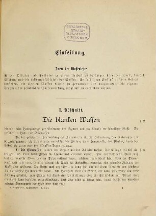 Leitfaden für den Unterricht in der Waffenlehre an den Königlichen Kriegsschulen : Auf Befehl der General-Inspektion des Militär-Erziehungs- und Bildungswesens ; Mit 265 Abb.